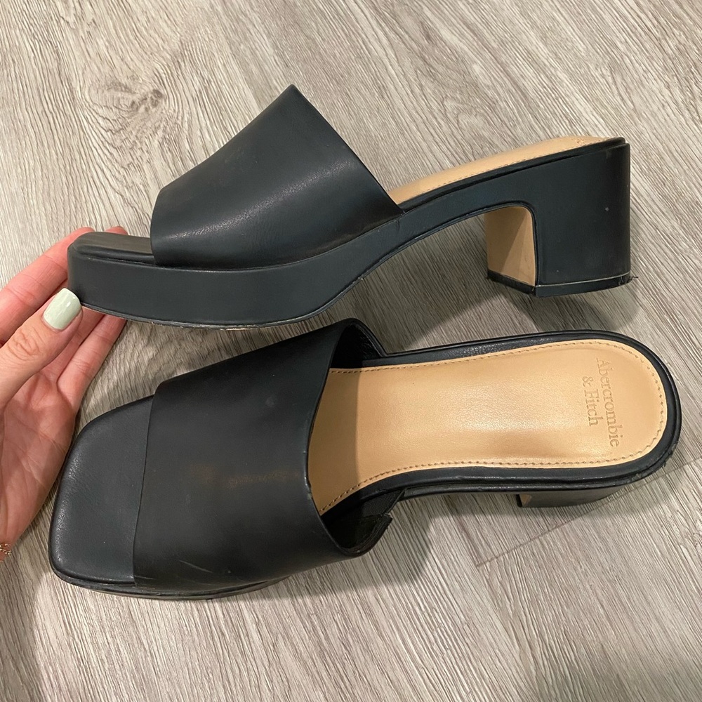 platform slide sandals black